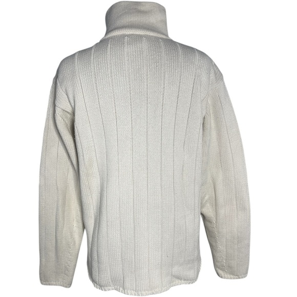 Vintage 90’s Polo Ralph Lauren Ivory Quarter Zip Pull Over Sweater Flag Logo - Picture 3 of 9